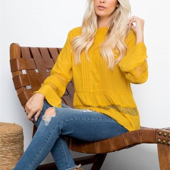 YELLOW Lace detailed Blouse - Picture 8 of 9